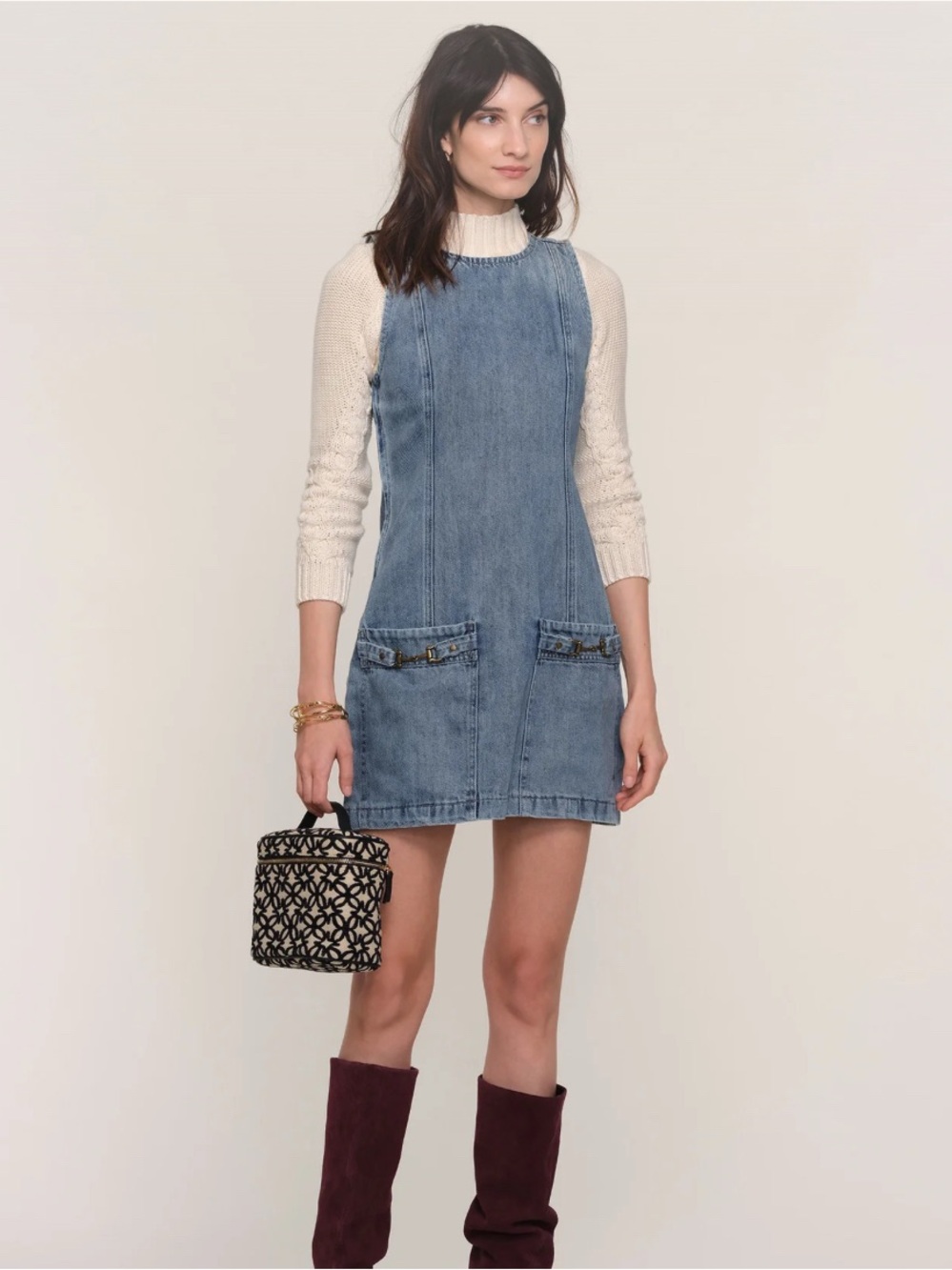 Heartloom Blue Denim Pinafore Mini Dress